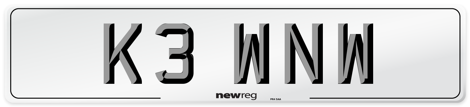 K3 WNW Number Plate from New Reg